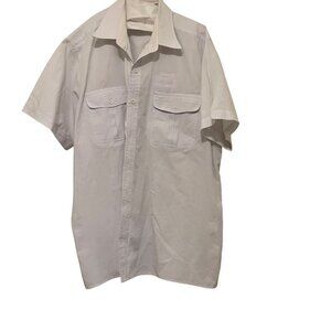 Haband Travelers Mens White Short Sleeve Button Down Shirt LG Dual Chest Pockets